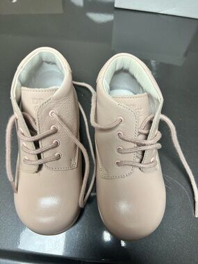 NIB Kids Pink Leather Lace-Up Boots